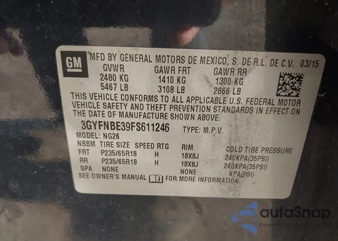 2015 Cadillac Srx Luxury Collection из США, поврежденный, VIN 3GYFNBE39FS611246